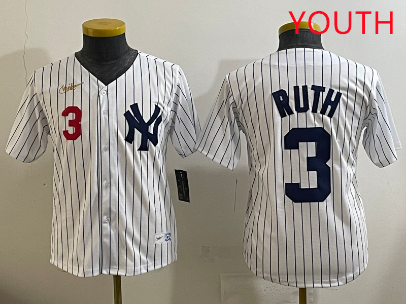 Youth New York Yankees #3 Ruth White 2025 Nike MLB jersey style 44->youth mlb jersey->Youth Jersey